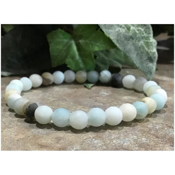 10mm Amazonite Frosted Matte Jasper Stretch Bracelet - Picture 1 of 9